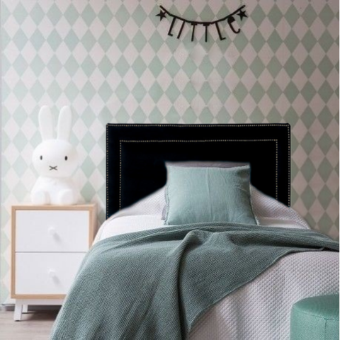 Cabeceira Solteiro Dupla Tacha Luxo Estofada Com Tachas - Veludo Preto