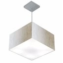 Ver imagem 1 de Lustre Pendente Quadrado Vivare Md-4020 Cúpula em Tecido 21/35x35cm - Bivolt - Linho Bege - Bivolt