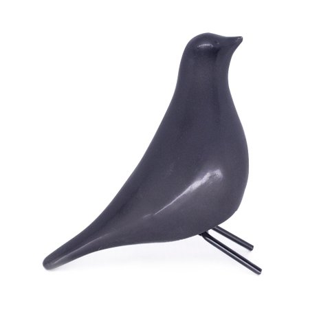 Escultura Pássaro Decorativo em Cerâmica para Sala Preto 21 Cm F04 - D’Rossi