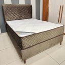Ver imagem 3 de Cama Box com Colchão Queen Milão Pillow Top Molas Ensacadas Tecido em Veludo Marrom Bom Pastor