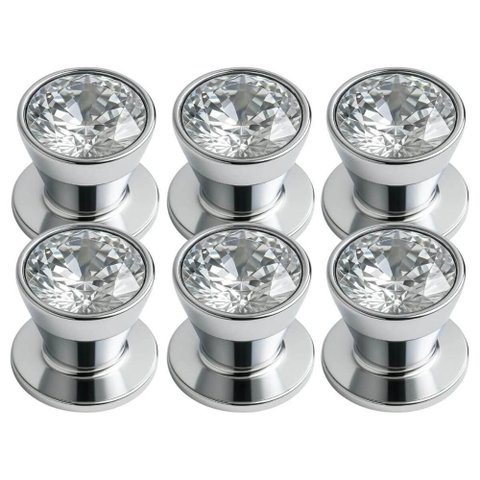 Kit 6 Puxadores Ponto de Luz 3cm Cromado Redondo Trend Torralba Gavetas Armários Móveis