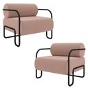 Ver imagem 1 de Kit 2 Poltronas Decorativas Sala de Estar Polatsk Base Industrial de Ferro Veludo Rosê G33 - Gran Be