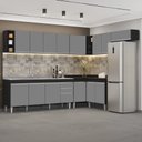 Ver imagem 2 de Armário de Cozinha Modulado de Canto 8 Peças Cp27 com Pia Inox Preto/cinza - Lumil Lumil Móveis