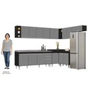 Ver imagem 5 de Armário de Cozinha Modulado de Canto 8 Peças Cp27 com Pia Inox Preto/cinza - Lumil Lumil Móveis