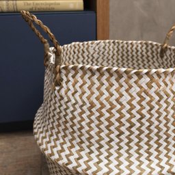 Cesto de Seagrass Branco 39cm com Alças - Oikos - 5