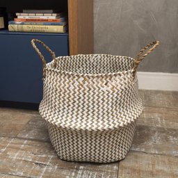 Cesto de Seagrass Branco 39cm com Alças - Oikos - 2