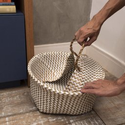 Cesto de Seagrass Branco 39cm com Alças - Oikos - 3