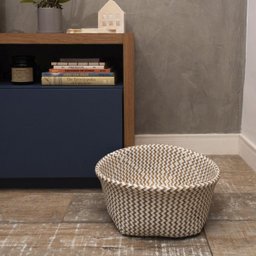 Cesto de Seagrass Branco 39cm com Alças - Oikos - 6