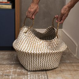 Cesto de Seagrass Branco 39cm com Alças - Oikos - 4