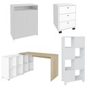 Ver imagem 1 de Conjunto Escritório Home Office 4 Peças Nil A06 Branco-carvalho-branco - Mpozenato