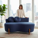 Ver imagem 2 de Namoradeira Sofá Feijão Lounge 120cm Orgânica Veludo Azul Marinho