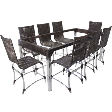 6 Cadeiras Haiti e Mesa de Jantar Haiti em Alumínio para Cozinha, Jardim, Edícula - Trama Original