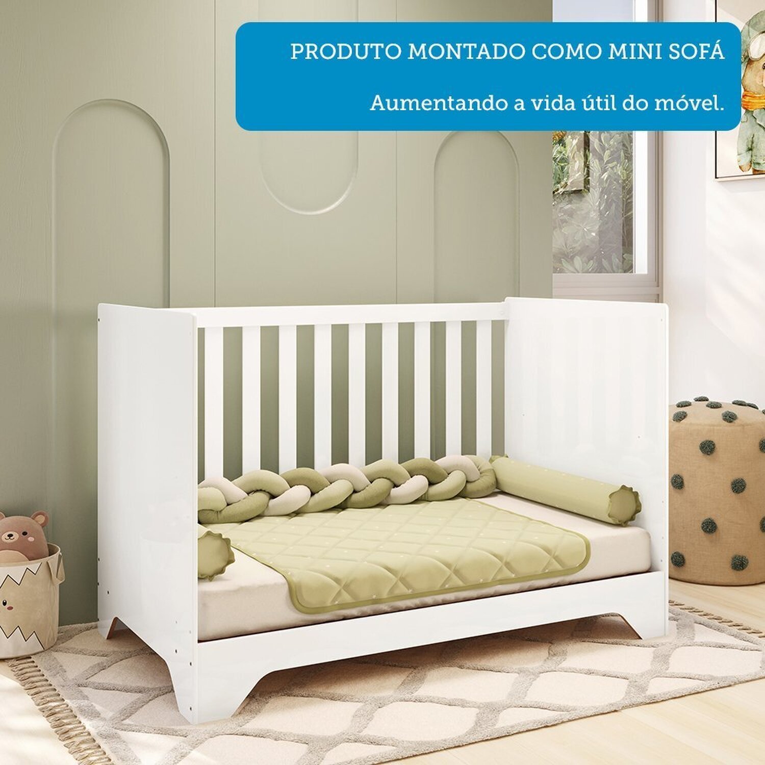 Berço Mini Cama 3 em 1 Americano 100% Mdf Liam Retrô Espresso Móveis - 7