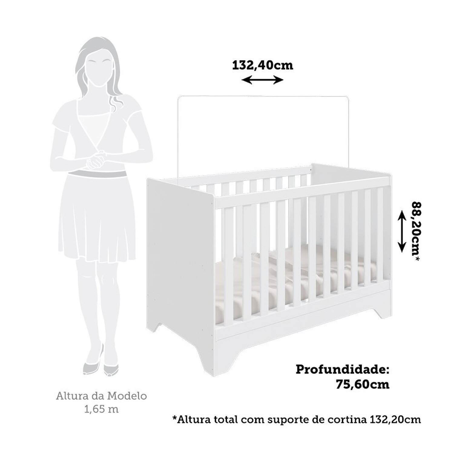 Berço Mini Cama 3 em 1 Americano 100% Mdf Liam Retrô Espresso Móveis - 3