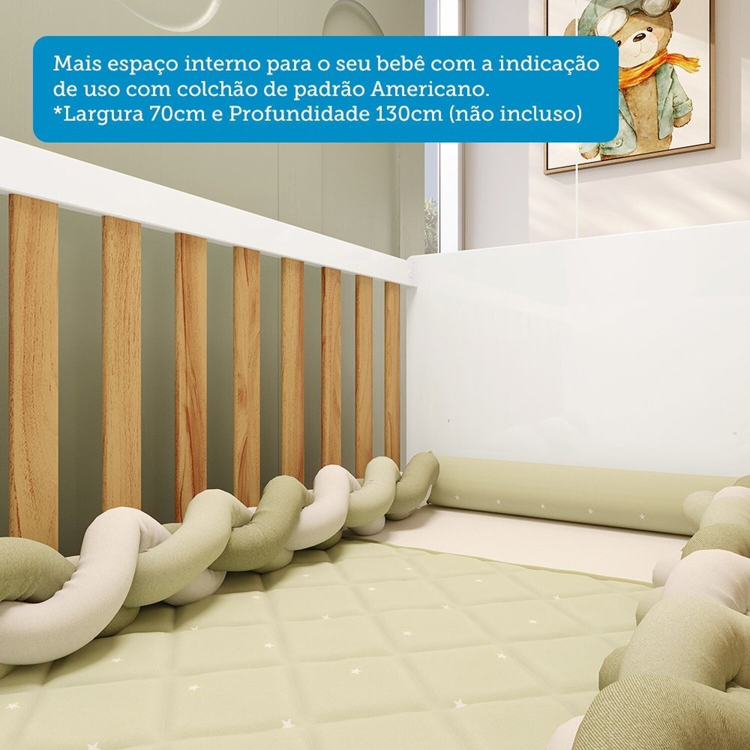 Berço Mini Cama 3 em 1 Americano 100% Mdf Liam Retrô Espresso Móveis - 11