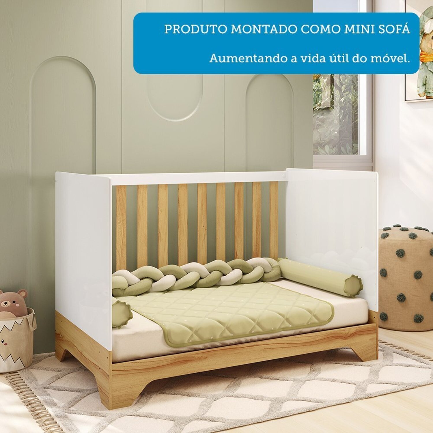 Berço Mini Cama 3 em 1 Americano 100% Mdf Liam Retrô Espresso Móveis - 7