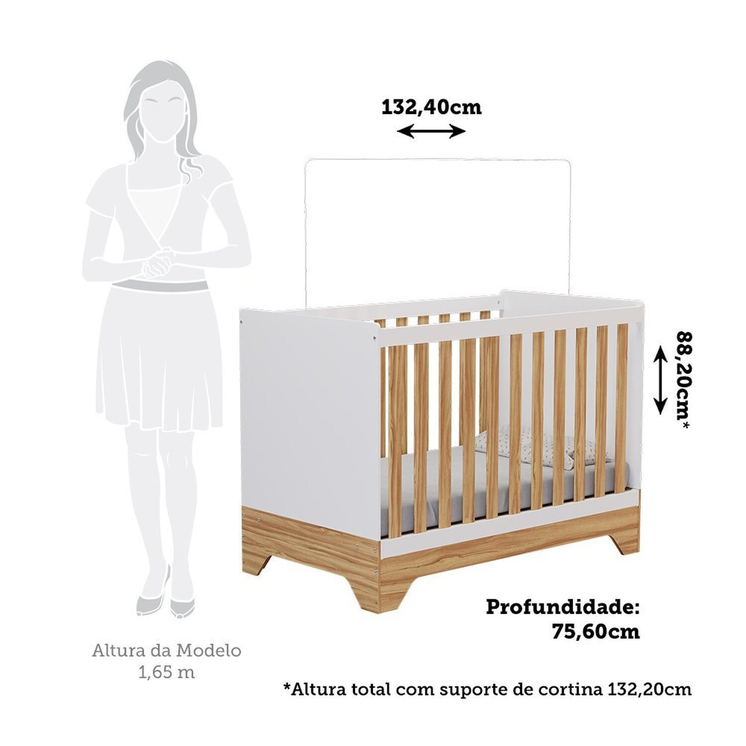 Berço Mini Cama 3 em 1 Americano 100% Mdf Liam Retrô Espresso Móveis - 3