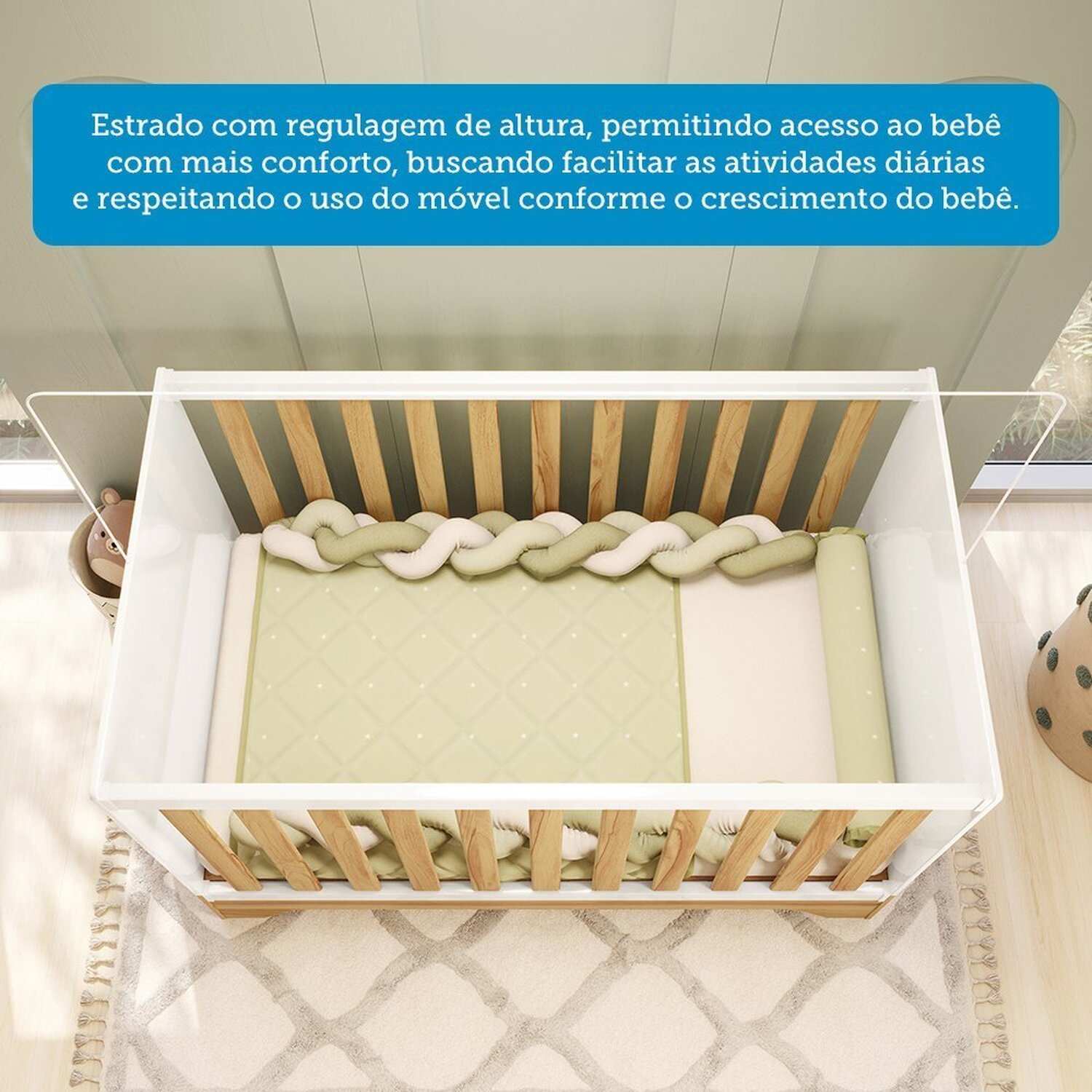 Berço Mini Cama 3 em 1 Americano 100% Mdf Liam Retrô Espresso Móveis - 9