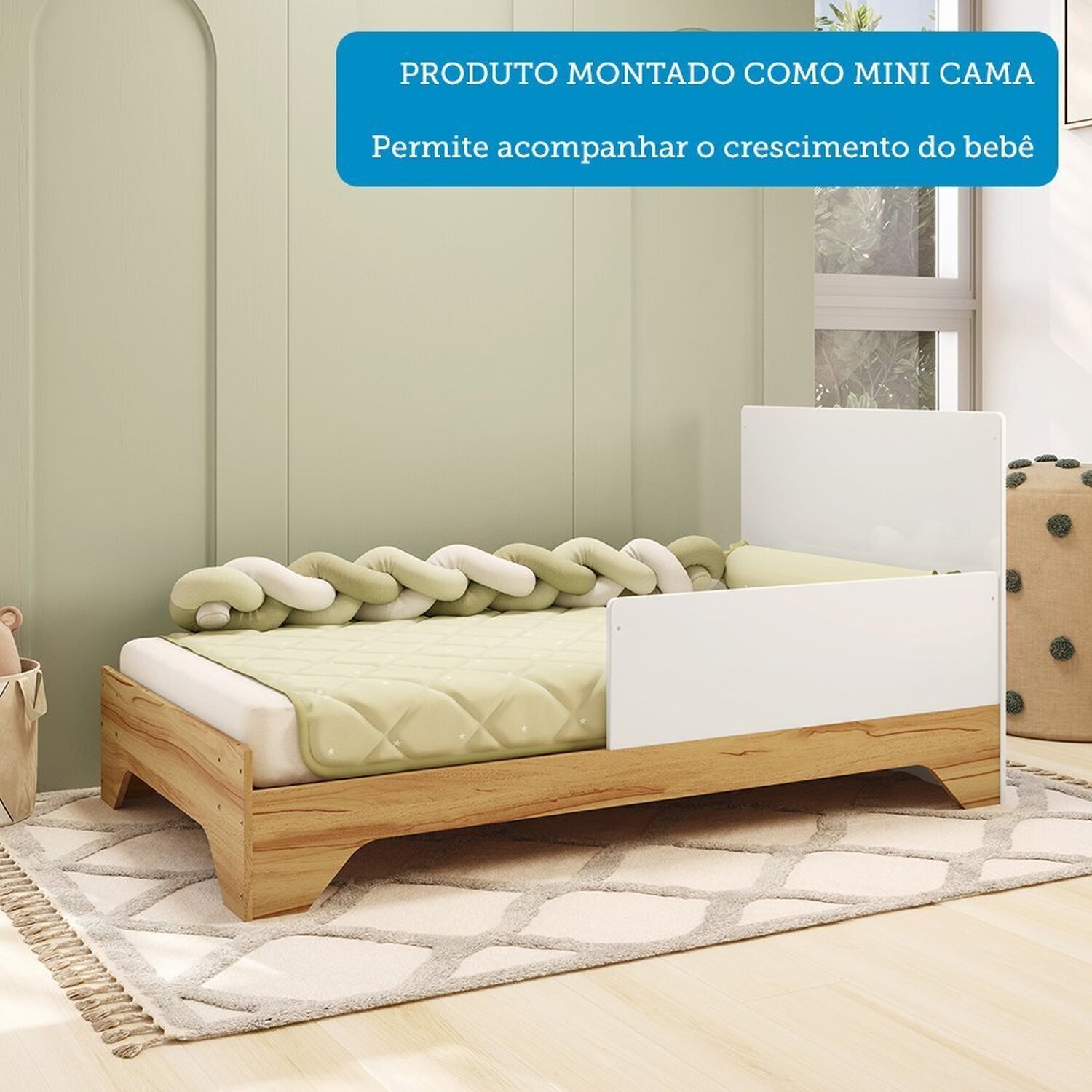 Berço Mini Cama 3 em 1 Americano 100% Mdf Liam Retrô Espresso Móveis - 6