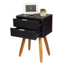 Ver imagem 1 de Mesa De Cabeceira Retro Preto COM 2 GAVETAS DE 30cm Pé CASTANHO ENVIO MONTADA