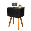 Ver imagem 4 de Mesa De Cabeceira Retro Preto COM 2 GAVETAS DE 30cm Pé CASTANHO ENVIO MONTADA