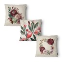 Ver imagem 4 de Kit 3 Capas de Almofada 43x43cm Microfibra Floral Bouquet Floral Vintage