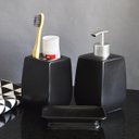 Ver imagem 2 de Kit de Banheiro Lavabo 3 Peças Preto Fosco Liso Quadrado