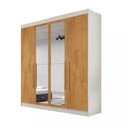 Ver imagem 2 de Guarda Roupa Solteiro com Espelho 4 Portas 3 Gavetas - Nantes-off White-peroba - Móveis Europa