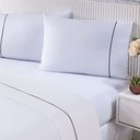 Ver imagem 2 de Jogo de Cama 100% Algodão Percal 150 Fios Solteiro Gran Moratta 3 Peças Branco e Palha