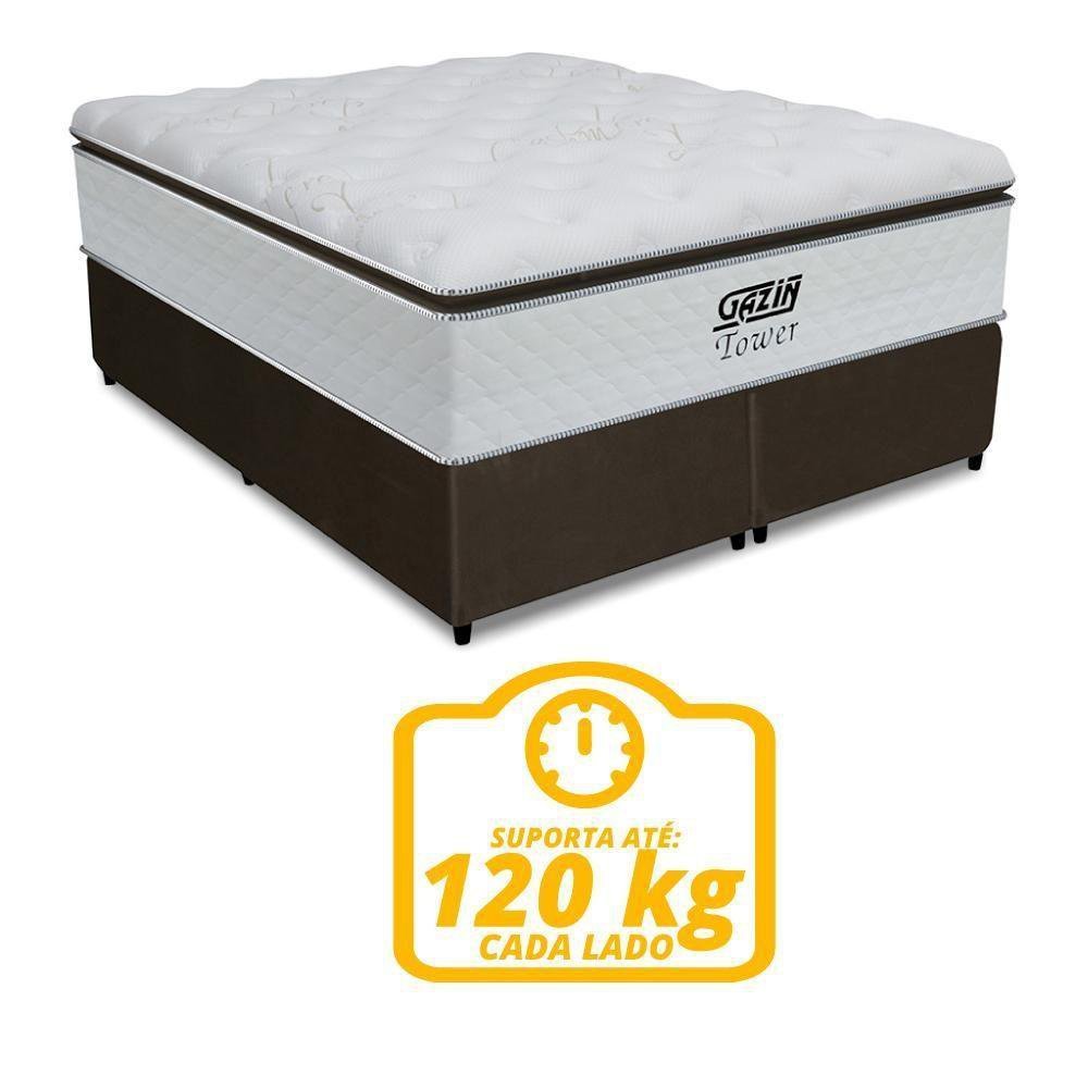 Box + Colchão De Molas Ensacadas 1,93M King Branco Marrom - 7