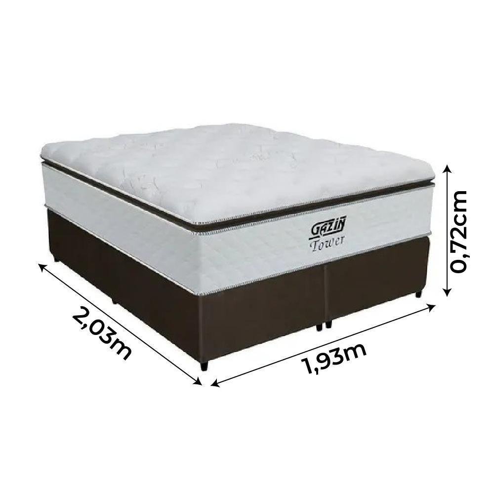 Box + Colchão De Molas Ensacadas 1,93M King Branco Marrom - 2