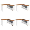 Ver imagem 2 de Conjunto 4 Escrivaninhas Retrô em L para Escritório e Home Office com e Gold 5 Nichos Freijó e Grafi
