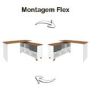 Ver mais imagens de Conjunto 4 Escrivaninhas Retrô em L para Escritório e Home Office com 2 Gavetas e 5 Nichos Gold