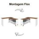 Ver mais imagens de Conjunto 4 Escrivaninhas Retrô em L para Escritório e Home Office com e Gold 5 Nichos Freijó e Grafi