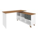 Ver imagem 5 de Conjunto 4 Escrivaninhas Retrô em L para Escritório e Home Office com 2 Gavetas e 5 Nichos Gold