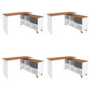 Ver imagem 2 de Conjunto 4 Escrivaninhas Retrô em L para Escritório e Home Office com 2 Gavetas e 5 Nichos Gold