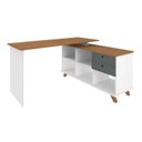 Ver imagem 5 de Conjunto 4 Escrivaninhas Retrô em L para Escritório e Home Office com e Gold 5 Nichos Freijó e Grafi