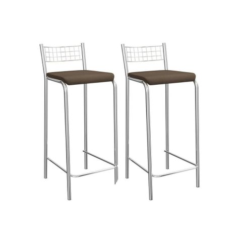 Kit 2 Banquetas Sala Jantar Gênova 2b705cr Aço 2 Un Cromado/suede Cappuccino - Kappesberg