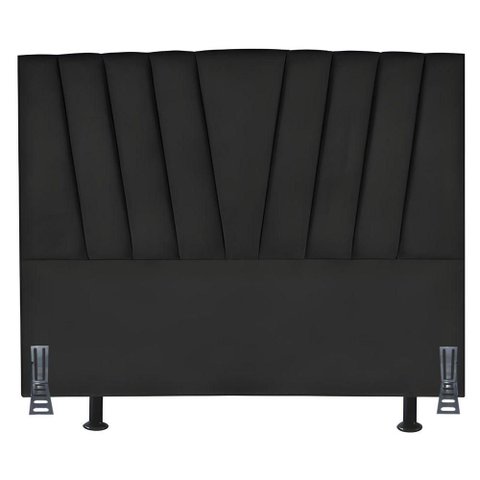 Cabeceira Cama Box Casal 140 Cm Joana em Corino com Frame Preto