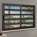 Ver imagem 2 de Janela Alumínio Elite c/Travessas 2F.Móv.120 x 120 V.Liso Marrom Corten Brimak