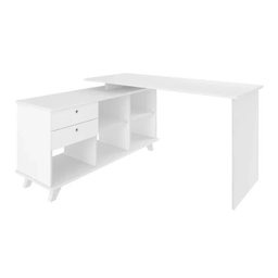 Conjunto 4 Escrivaninhas Retrô em L para Escritório e Home Office com 2 Gavetas e 5 Nichos Gold - 5
