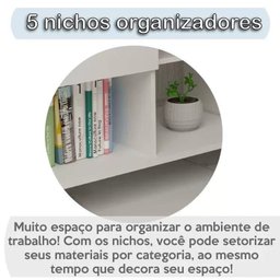 Conjunto 4 Escrivaninhas Retrô em L para Escritório e Home Office com 2 Gavetas e 5 Nichos Gold - 12