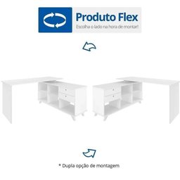 Conjunto 4 Escrivaninhas Retrô em L para Escritório e Home Office com 2 Gavetas e 5 Nichos Gold - 4