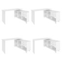 Ver imagem 2 de Conjunto 4 Escrivaninhas Retrô em L para Escritório e Home Office com e Gold 5 Nichos Branco Artany