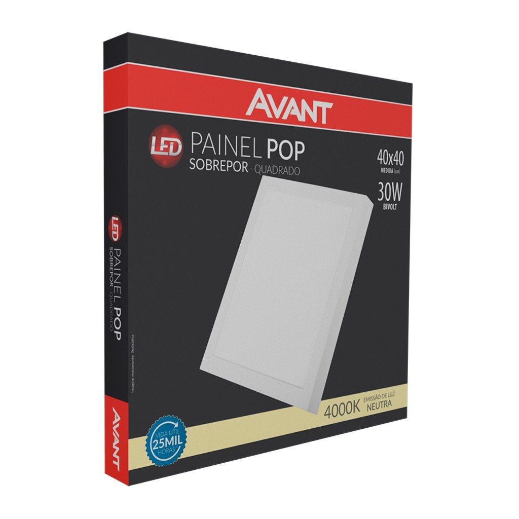 Plafon Led Sobrepor 30w Branco Neutro 4000k 40 X 40 Avant - 3