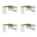 Ver imagem 2 de Conjunto 4 Escrivaninhas Retrô em L para Escritório e Home Office com e Gold 5 Nichos Olmo E Branco
