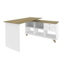 Ver imagem 4 de Conjunto 4 Escrivaninhas Retrô em L para Escritório e Home Office com 2 Gavetas e 5 Nichos Gold