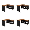 Ver imagem 2 de Conjunto 4 Escrivaninhas Retrô em L para Escritório e Home Office com 2 Gavetas e 5 Nichos Gold