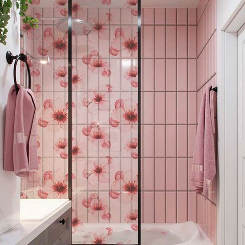 Adesivo Para Vidro Box Banheiro Jateado Decorado Cherry Prova D'Agua - 0,60 x 2,00m
