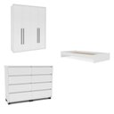 Ver imagem 2 de Guarda-roupa Sevilha 4 Portas Cômoda 8 Gavetas Cama Infanto Juvenil Solteiro